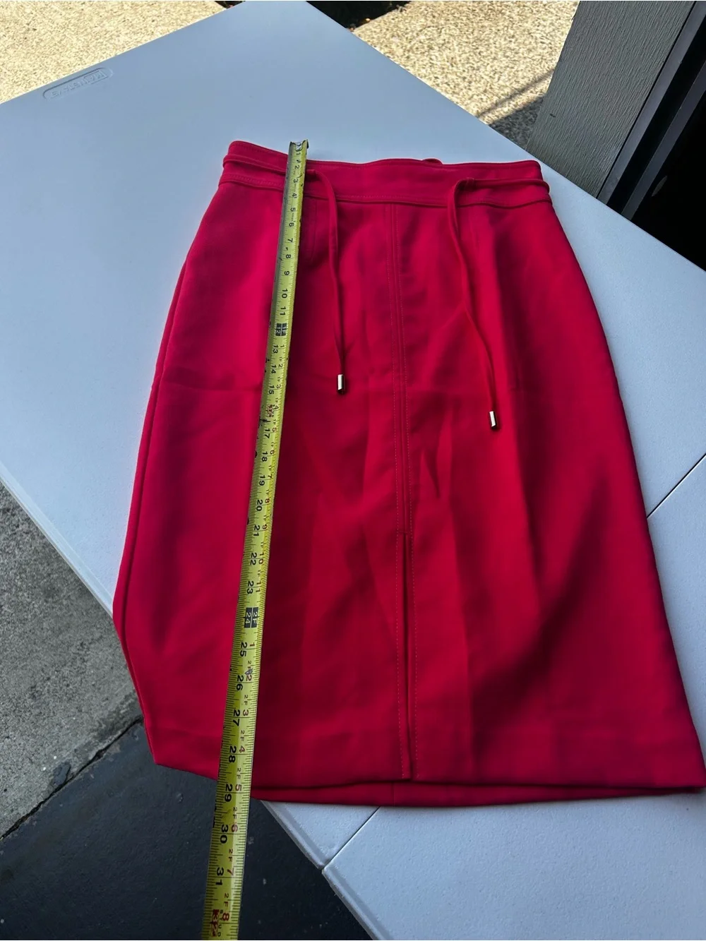 Women’s Red Drawstring Waist Pencil Skirt new - Picture 2 of 9